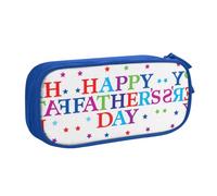 WYYDPPLK Stars and Happy Fathers Day Pencase with Full-Print Design â€“ Durable Oxford Cloth Pencil Case for School, Office & Travel â€“ Multi Pocket Storage Bag for Pens, Makeup & Accessories