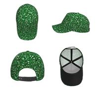 WYYDPPLK Unisex Adjustable Twill Baseball Cap Green Sequin Sparkle Print Summer Sun Hat for Men Women