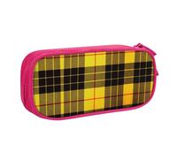 WYYDPPLK Yellow Gray Black Plaid Pencase with Full-Print Design - Durable Oxford Cloth Pencil Case for School, Office & Travel - Multi Pocket Storage Bag for Pens, Makeup & Accessories