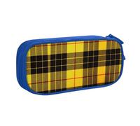 WYYDPPLK Yellow Gray Black Plaid Pencase with Full-Print Design - Durable Oxford Cloth Pencil Case for School, Office & Travel - Multi Pocket Storage Bag for Pens, Makeup & Accessories
