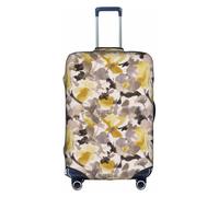 WYYDPPLK Yellow Gray Flower Suitcase Cover with Double-Sided Pattern Printing - Durable and Elastic Protection for Travel and Business Trips