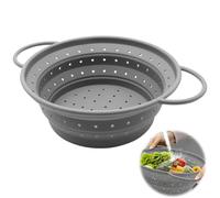 WYYFXY® Collapsible Silicone Colander, Collapsible 26 cm Colander, Silicone, Large Pasta Strainer, Dishwasher Safe for Draining Pasta, Fruit, Vegetables (Grey)