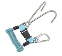 WYYHAA Pale Blue,Scuba Diving Reef Hook - 316 Stainless Steel Double Drift Hook with Retractable Spring Coil Lanyard And Snap Clips, Easy BCD Attachment for Cave Or Drift Diving Safety
