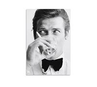WYYXF Canvas Painting The Actors Roger Moore Smoke Drinking Bedroom Decorative Painting Poster Aesthetic Room Without Frame (60 x 90 cm)