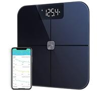 Wyze Smart Scale, Digital Bathroom Scale for Body Weight, Fat, BMI, Heart Rate, Body Composition Analyzer with App, Batteries Included, Bluetooth, 400 lb, Black-New