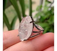 WYZI Adjustable Rings, Adjustable Crystal Ring Clear Quartz Horse Eye Open Ring Nature Stone Silver Ring Creative Eternity Ring Charming Jewelry Gifts For Women Men Teens