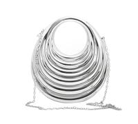 WYZIG Women Acrylic Evening Clutch Purse Elegant Moon Hobo Bag Top-handle Metallic Handbag for Party Banquet Cocktail, Silver, 21 * 24 * 6 cm / 8.27 * 9.45 * 2.36 in.