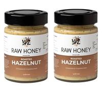 WZ Foods Roasted Hazelnut Raw Honey 220g - Wildflower Honey Infused with Organic Hazelnuts - Smooth Nutty Honey Spread, No Added Sugar (Pack of 2) - AS SEEN ON TIKTOK