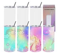 Wzaytia 15 Oz Sublimation Tumblers Blank (8 Pack), Skinny Straight Kids Sublimation Tumblers Bulk, Individually Gift Boxed, White Tumblers Sublimation
