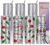 Wzaytia Glitter Sublimation Tumblers 20 Oz Skinny Straight, 8 Pack Sublimation Glitter Skinny Tumbler Blanks, Insulated Stainless Steel Tumbler, Silver