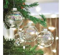 WZBAO 10cm Clear Iridescent Glass Ball Fillable Baubles Christmas Transparent Ball Christmas Tree Hanging Ornaments