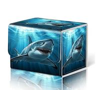 WZCJDHMJ Card Deck Box for MTG Cards Fits 100+ Single Sleeved Cards,Strong Magnetic Game Card Storage Box for MTG/TCG/CCG and other Trading Cards-Shark