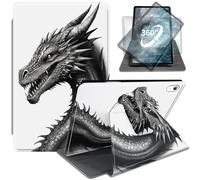 WZCJDHMJ Case for iPad (A16) 11th Generation 11 Inch 2025/iPad 10th Generation 10.9" 2022,360 Degree Rotating Swivel Stand PU Leather Cover with Auto Wake Sleep,Black Dragon