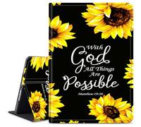 WZCJDHMJ Case for iPad (A16) 11th Generation 11 Inch (2025)/ iPad 10th Generation 10.9 inch 2022,Slim PU Leather Smart Cases Covers with Auto Wake/Sleep-Sunflower Matthew 19:26