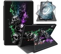 WZCJDHMJ Case for iPad Air 13-inch (M3) 2025, (M2) 2024-360 Degree Rotating Standing PU Leather Cover Case with Auto Wake Sleep,Smoke Skull