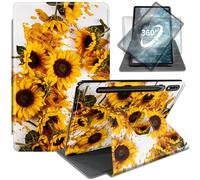 WZCJDHMJ Case for Samsung Galaxy Tab S10 Ultra 14.6" 2024,360 Rotating Stand PU Leather Cover with Auto Wake/Sleep & S Pen Holde for Galaxy Tab S9 Ultra/S8 Ultra,Sunflower