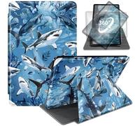 WZCJDHMJ for iPad 11-inch (A16) 2025 / iPad 10th Generation 2022 10.9" Case-360 Degree Rotating Standing PU Leather Cover Case with Auto Wake Sleep,A School of Sharks