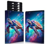 WZCJDHMJ Men's Slim Wallet,Pop Up Credit Card Holder Wallet,Leather RFID Blocking Metal Card Case for Coins,Debit Cards, Art Turtle