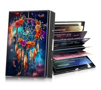 WZCJDHMJ Metal Women Wallets,Small Credit Card Holder for Women Ladie Men Wallet with 6 Card Slots, Glowing Dream Catcher