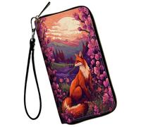 WZCJDHMJ Women Wallets,Large Capacity Clutch Purse for Women Ladie Men Wallet Clearance Credit Card Holder PU Leather Handbag Clutch Purse, Fox at Sunset, Casual