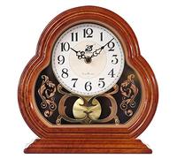 WZCXYX Mantel Clock,European Style Silent Battery Decoration Clock, Antique Table Design Arabic Numerals, Battery Powered(Color:Red-brown)