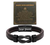 WZERHO Men's Bracelets Gifts for Men, Brown Braided Leather, Mens Bracelets Leather, Dad Gifts for Boyfriends, Christmas for Dad and Husband, to My Son Bracelet Birthday