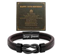 WZERHO Men's Bracelets Gifts for Men, Brown Braided Leather, Mens Bracelets Leather, Dad Gifts for Boyfriends, Christmas for Dad and Husband, to My Son Bracelet Birthday
