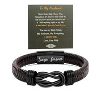 WZERHO mens bracelets, personalised gifts for men, leather bracelet man, husband gifts, to my son bracelet with box, Save £5 vs Competitors