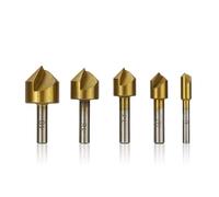 WZFC Chamfering Cutter Single Flute 90 Degree Countersick Drill Bits Set Titanium Coated Hole Cutter For Wood,5pcs