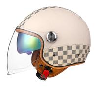 WZGGTEAM 3/4 Open Face Motorcycle Helmet with Dual Visor for Men and Women, DOT/ECE Approved Unisex Retro Half Helmet，Motorbike Casco for Moped Cruiser and Chopper