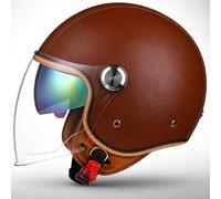 WZGGTEAM 3/4 Open Face Motorcycle Helmet with Dual Visor for Men and Women, DOT/ECE Approved Unisex Retro Half Helmet，Motorbike Casco for Moped Cruiser and Chopper