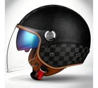 WZGGTEAM 3/4 Open Face Motorcycle Helmet with Dual Visor for Men and Women, DOT/ECE Approved Unisex Retro Half Helmet，Motorbike Casco for Moped Cruiser and Chopper