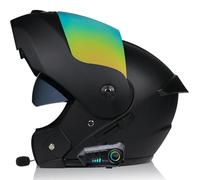 WZGGTEAM Motorbike Flip up Bluetooth Helmet, Modular Motorcycle Helmet with Anti-Fog Double Visor, DOT/ECE Approved Racing Crash Helmets for Adult Automatic Answering, Motocross Helmets