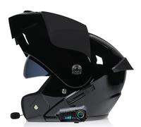 WZGGTEAM Motorbike Flip up Bluetooth Helmet, Modular Motorcycle Helmet with Anti-Fog Double Visor, DOT/ECE Approved Racing Crash Helmets for Adult Automatic Answering, Motocross Helmets