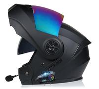 WZGGTEAM Motorbike Flip up Bluetooth Helmet, Modular Motorcycle Helmet with Anti-Fog Double Visor, DOT/ECE Approved Racing Crash Helmets for Adult Automatic Answering, Motocross Helmets