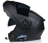 WZGGTEAM Motorbike Flip up Bluetooth Helmet, Modular Motorcycle Helmet with Anti-Fog Double Visor, DOT/ECE Approved Racing Crash Helmets for Adult Automatic Answering, Motocross Helmets