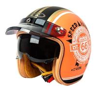 WZGGTEAM Motorbike Open Face Helmet, German Style Vintage Motorcycle Jet Helmet with Sun Visor, ECE/DOT Approved Crash Jet Helmet for Men Women Road Legal, Retro 3/4 Open Face Design