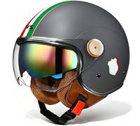 WZGGTEAM Motorbike Open Face Helmet, Motorcycle Jet Helmet Unisex with Anti-Scratch and UV-Protective Visor, Scooter Motorcycle Crash Jet Helmet for Men Women, ECE 22.06 Approved