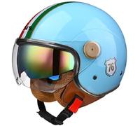WZGGTEAM Motorbike Open Face Helmet, Motorcycle Jet Helmet Unisex with Anti-Scratch and UV-Protective Visor, Scooter Motorcycle Crash Jet Helmet for Men Women, ECE 22.06 Approved