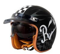 WZGGTEAM Motorcycle Open Face Helmet, German Style Vintage Motorbike Jet Helmet with Sun Visor, Retro 3/4 Open Face Design, ECE/DOT Approved Crash Jet Helmet for Men Women Road Legal