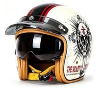 WZGGTEAM Motorcycle Open Face Helmet, German Style Vintage Motorbike Jet Helmet with Sun Visor, Retro 3/4 Open Face Design, ECE/DOT Approved Crash Jet Helmet for Men Women Road Legal