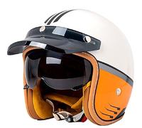 WZGGTEAM Motorcycle Open Face Helmet, German Style Vintage Motorbike Jet Helmet with Sun Visor, Retro 3/4 Open Face Design, ECE/DOT Approved Crash Jet Helmet for Men Women Road Legal