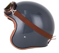 WZGGTEAM Open Face Motorbike Helmet, Retro Motorcycle Half Helmet with Goggles, ECE22.05 Approved, Motorbike Open Face Crash Jet Helmet for Men Women