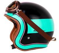 WZGGTEAM Open Face Motorbike Helmet, Retro Motorcycle Half Helmet with Goggles, ECE22.05 Approved, Motorbike Open Face Crash Jet Helmet for Men Women