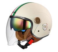 WZGGTEAM Retro 3/4 Open Face Helmet, Vintage Motorcycle Half Helmet with Double Visor, Motorbike Crash Helmet DOT/ECE Approved, Scooter Cruiser Helmet for Adults Men and Women