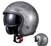 WZGGTEAM Retro 3/4 Open-Face Helmet with Visor - DOT/ECE Certified Open Face Motorcycle Helmet for Men and Women - Lightweight Scooter Moped Helmet