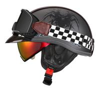 WZGGTEAM Retro Open Face Helmet with Visor, ECE Certified Motorcycle Half Helmet, Half Shell Helmet for Bike Cruiser Chopper Moped Scooter, Jet Helmet for Men and Women,