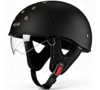 WZGGTEAM Vintage Motorcycle Half Helmet with Built-in Retractable Visor, ECE R22.05/DOT FMVSS 218 Certified, Lightweight Retro Open Face Helmet, Breathable Scooter Helmet for Men Women