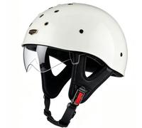 WZGGTEAM Vintage Motorcycle Half Helmet with Built-in Retractable Visor, ECE R22.05/DOT FMVSS 218 Certified, Lightweight Retro Open Face Helmet, Breathable Scooter Helmet for Men Women