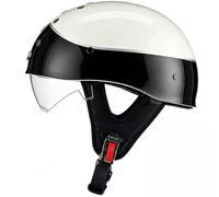 WZGGTEAM Vintage Motorcycle Half Helmet with Built-in Retractable Visor, ECE R22.05/DOT FMVSS 218 Certified, Lightweight Retro Open Face Helmet, Breathable Scooter Helmet for Men Women